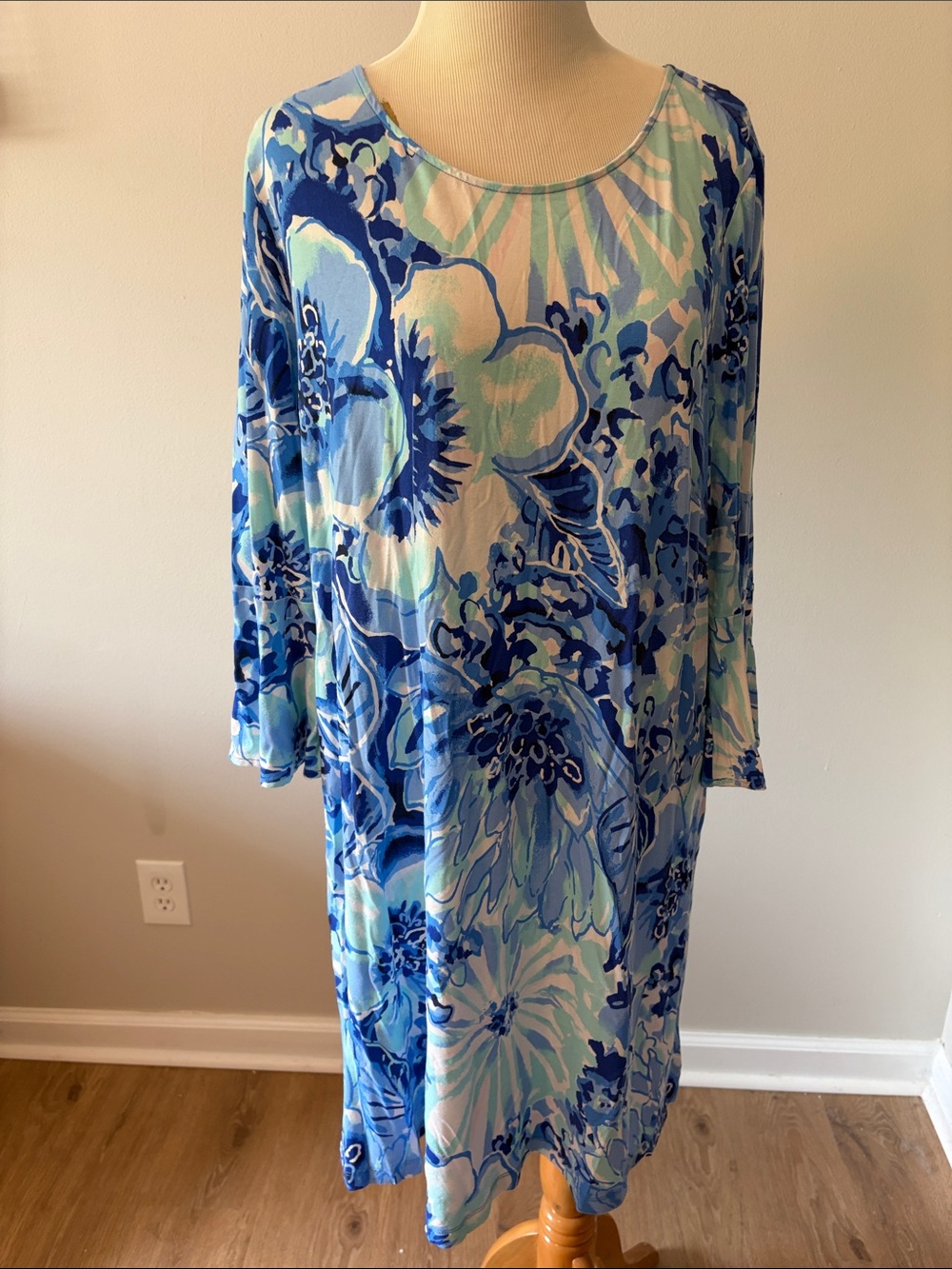 Lilly Pulitzer Blue Floral Scoop Neck Dress Ophelia